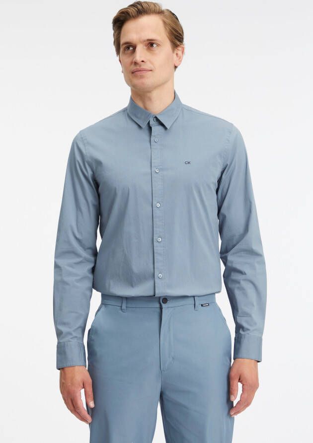 Calvin Klein Overhemd met lange mouwen SLIM FIT STRETCH POPLIN met kentkraag