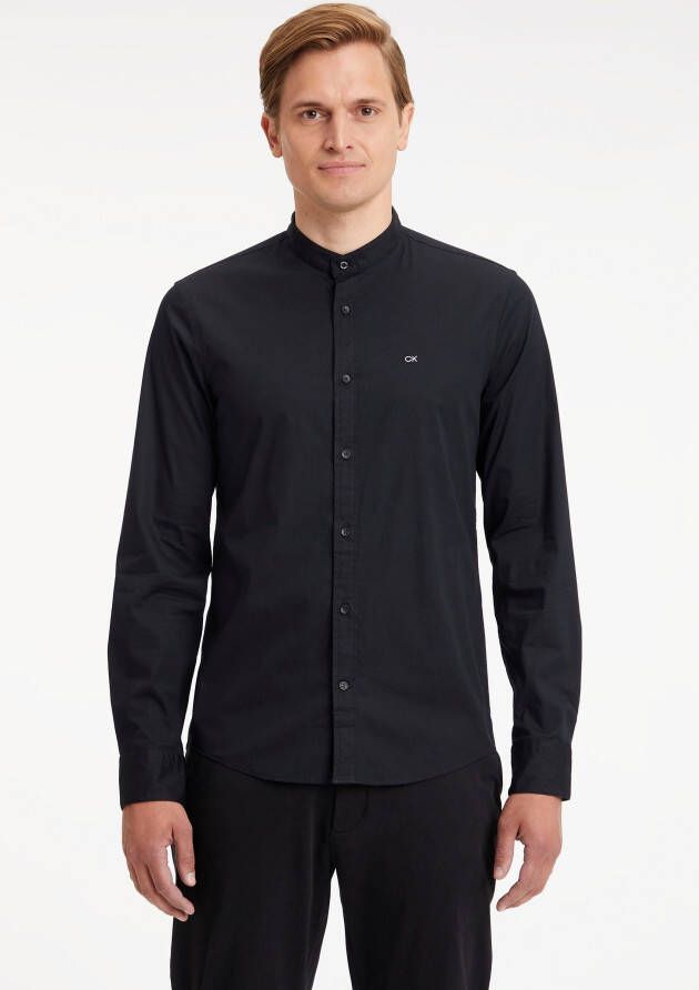 Calvin Klein Overhemd met lange mouwen STRETCH POPLIN STAND UP COLLAR