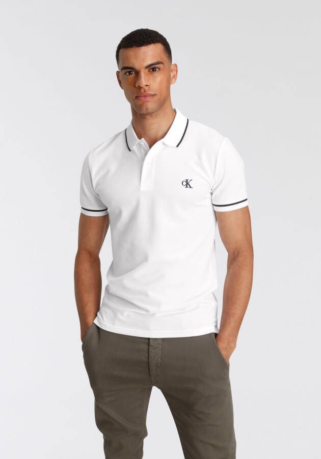 Calvin Klein Witte Polo voor Heren met Contrastdetails Wit Heren