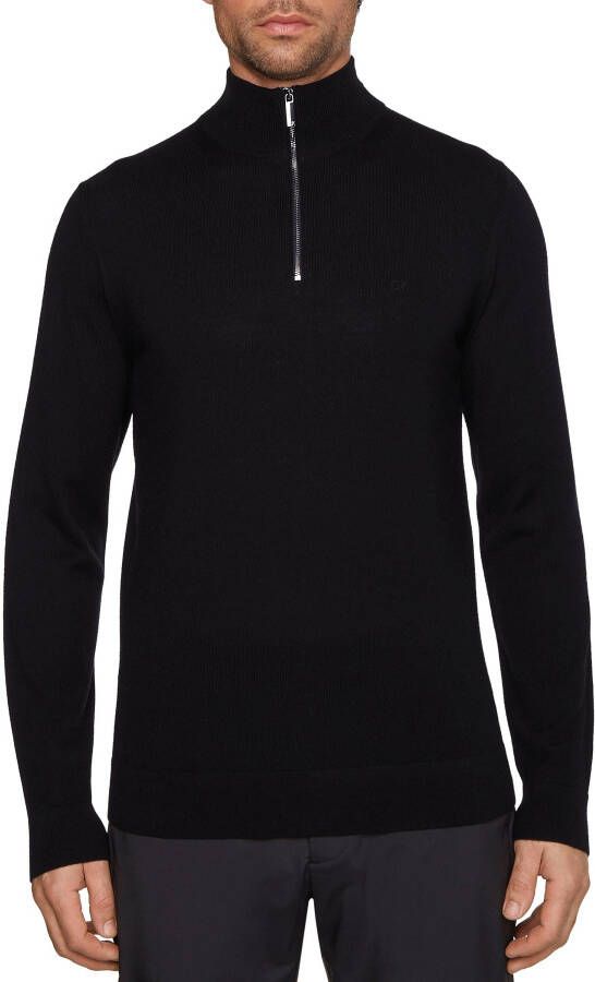 Calvin Klein Zwarte Sweater met Geborduurd Logo Black Heren