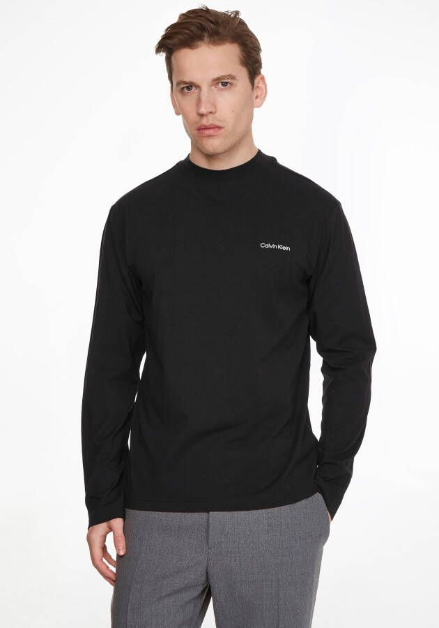 Calvin Klein Shirt met lange mouwen MICRO LOGO LS MOCK NECK T-SHIRT