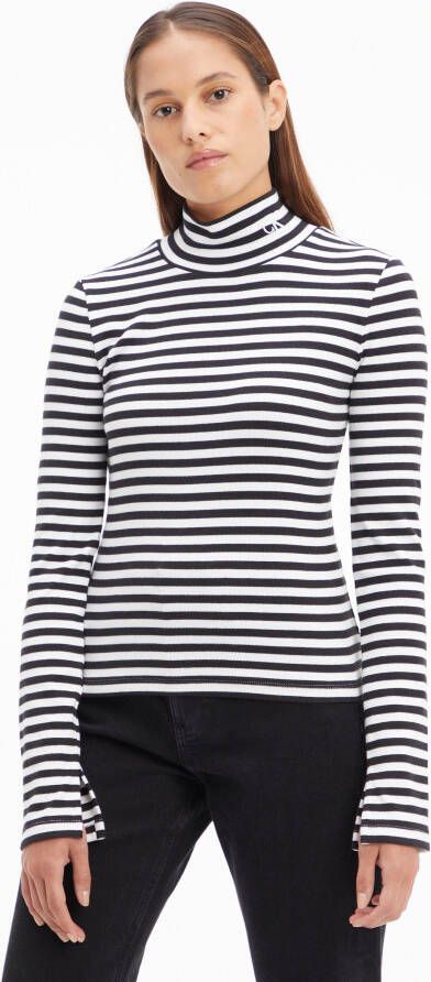 Calvin Klein Shirt met lange mouwen RIB MOCK NECK met geborduurd ck monogram