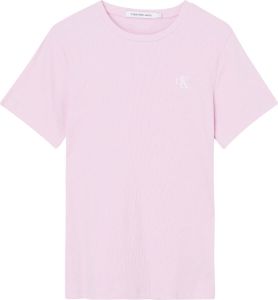 Calvin Klein Shirt met ronde hals CK RIB TEE met ck monogram-borduursel