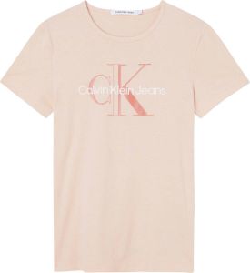 Calvin Klein Shirt met ronde hals GLOSSY MONOGRAM SLIM TEE met grote jeans logoprint