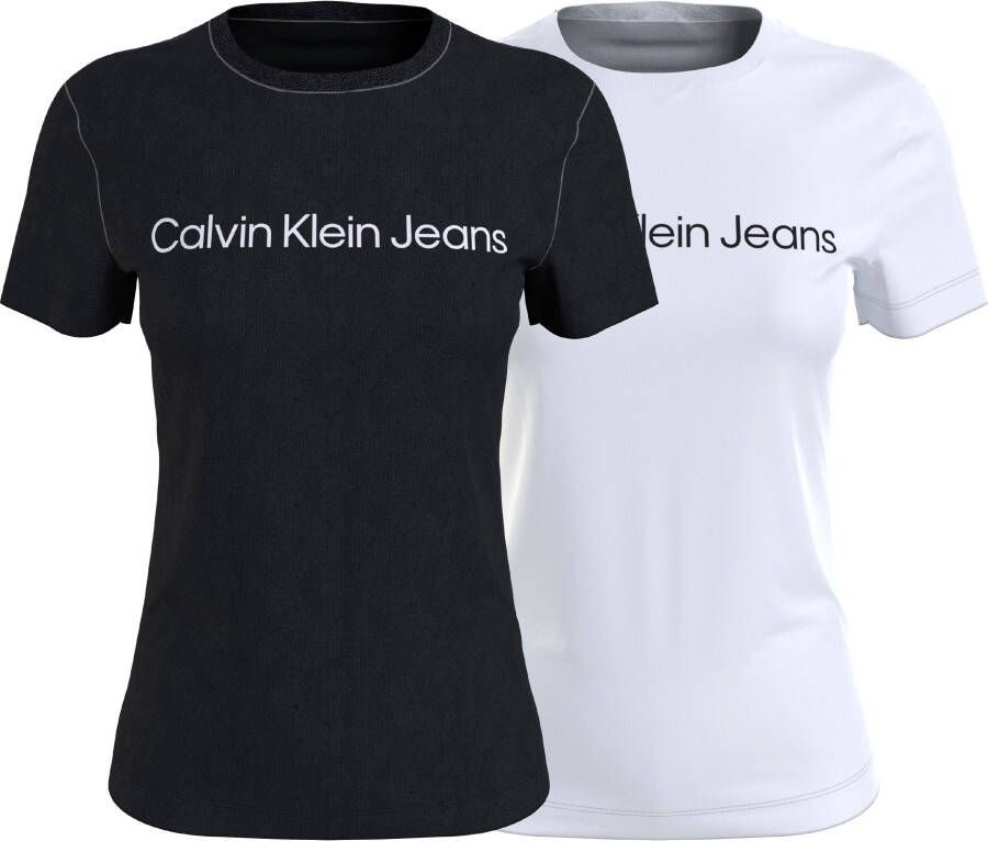 Calvin Klein Shirt met ronde hals Institutional Logo 2-pack tee (set van 2)