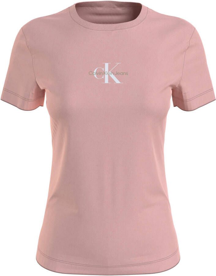 Calvin Klein Shirt met ronde hals MONOGRAM LOGO SLIM FIT TEE met jeans logoprint