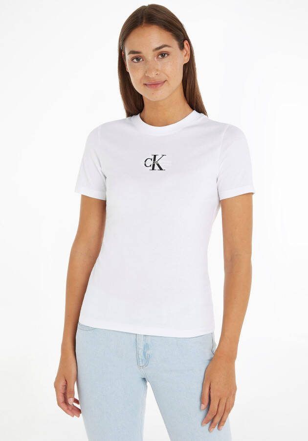 Calvin Klein Shirt met ronde hals MONOGRAM LOGO SLIM FIT TEE met jeans logoprint