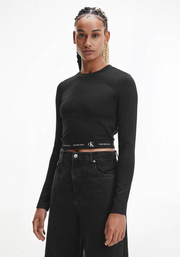 Calvin Klein Shirt met ronde hals REPEAT LOGO MILANO LS TOP met jeans elastische logotape bij de zoom