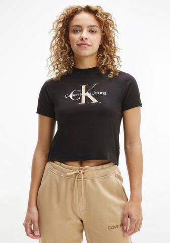 Calvin Klein Shirt met ronde hals SEASONAL MONOGRAM BABY TEE met jeans logo opschrift