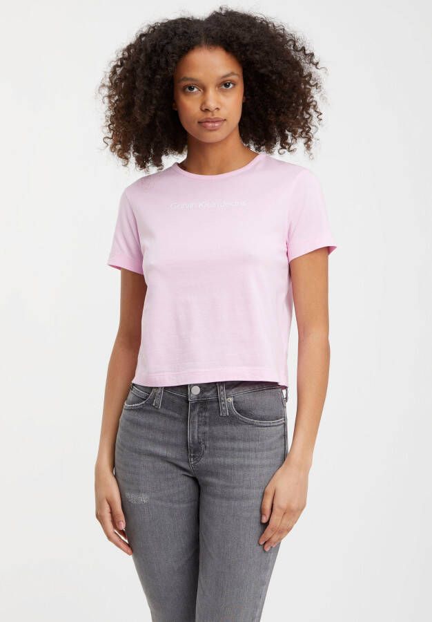 Calvin Klein Shirt met ronde hals SHRUNKEN INSTITUTIONAL BABY TEE met jeans logo-opschrift