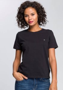 Calvin Klein Shirt met ronde hals SMALL LOGO C-NECK TOP met klein ck monogram logo op borsthoogte