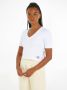 Calvin Klein Geribbeld V-Hals T-Shirt White Dames - Thumbnail 1