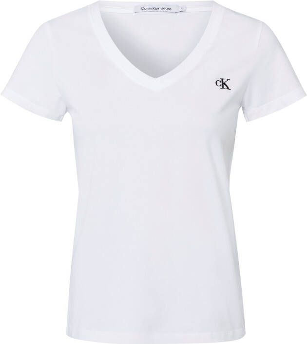 Calvin Klein Shirt met V-hals CK EMBROIDERY STRETCH V-NECK (1-delig)