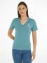 Calvin Klein Basis Katoenen T-Shirt Dames Rechte Pasvorm V-Hals Korte Mouwen Blue Dames - Thumbnail 1