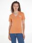 Calvin Klein Basis Katoenen T-Shirt Oranje V-Hals Orange Dames - Thumbnail 1