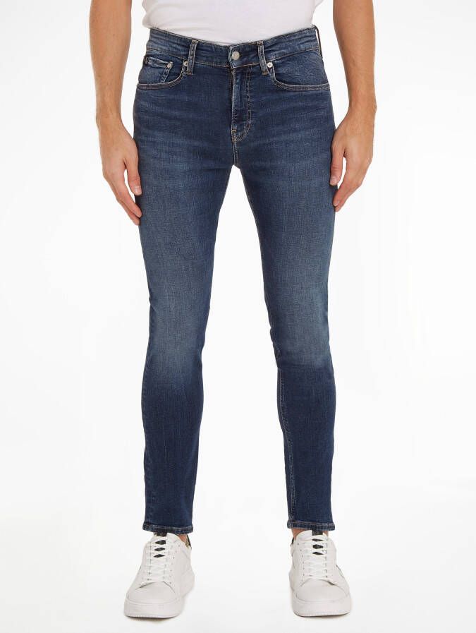 Calvin Klein Skinny fit jeans Skinny met leren badge
