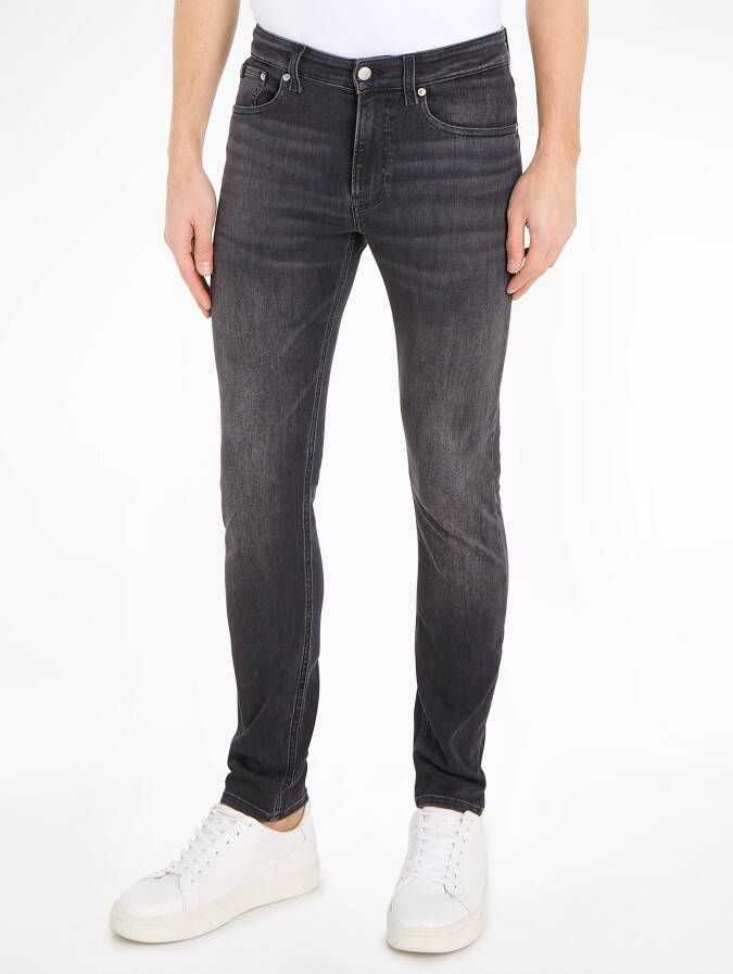 Calvin Klein Smalle zwarte katoenen denim jeans Black Heren