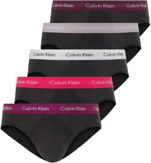 Calvin Klein Underwear Slip met logo in band in een set van 5 stuks model 'Hip Brief'