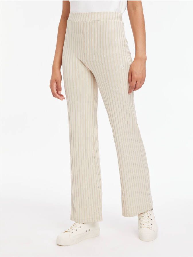 Calvin Klein Beige Flared Broek Elongated Rib Pants