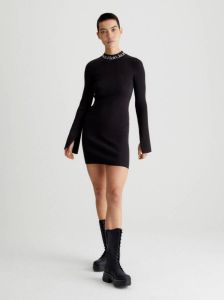 Calvin Klein Sweatjurk LOGO INTARSIA SWEATER DRESS