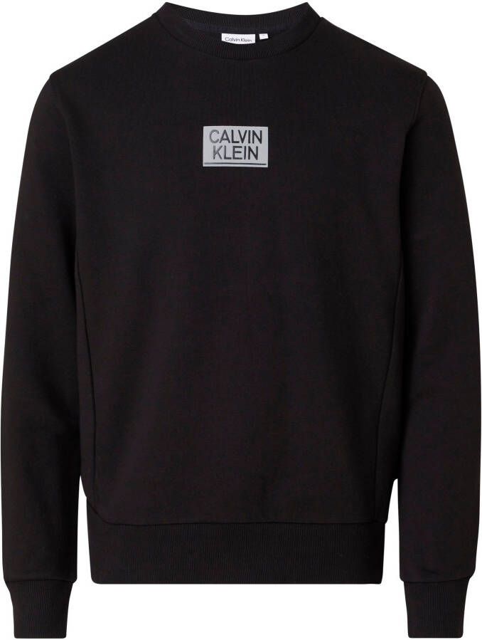 Calvin Klein Zwarte Gloss Stencil LogoS Trui Heren Organic Cotton Sweatshirt Zwart Black Heren