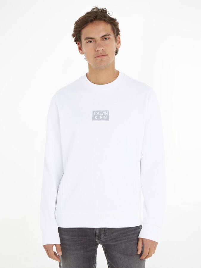 Calvin Klein Heren Wit Gloss Stencil Logo Sweatshirt White Heren