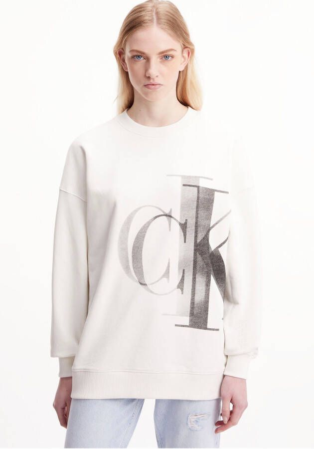 Calvin Klein Comfortabele Oversized Hoodless Sweatshirt Beige Dames