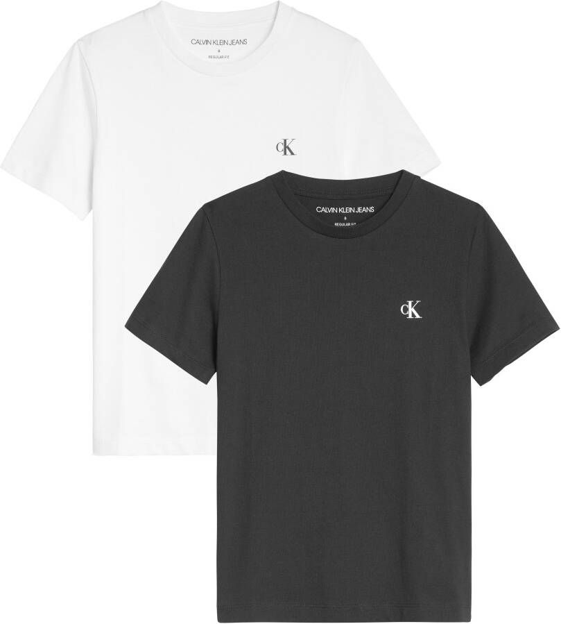 Calvin Klein T-shirt 2-PACK MONOGRAM TOP voor kinderen tot 16 jaar met logo-opdruk (2-delig)