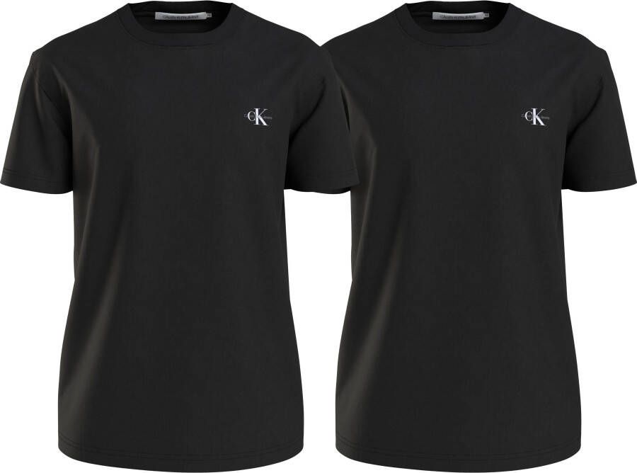 Calvin Klein Jeans T-shirt in effen design model 'MONOGRAM' in een set van 2 stuks