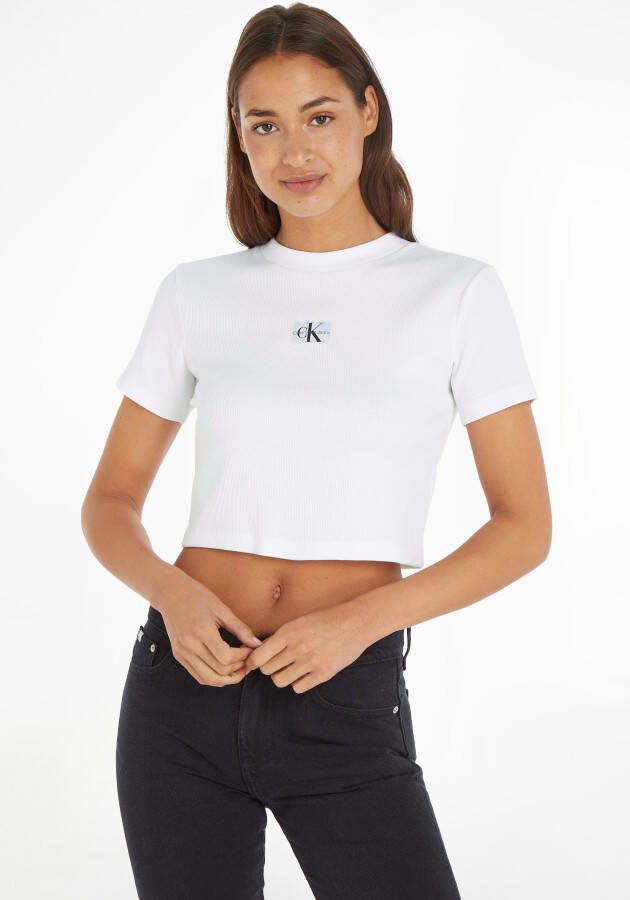 Calvin Klein Jeans Witte effen T-shirt voor vrouwen White Dames
