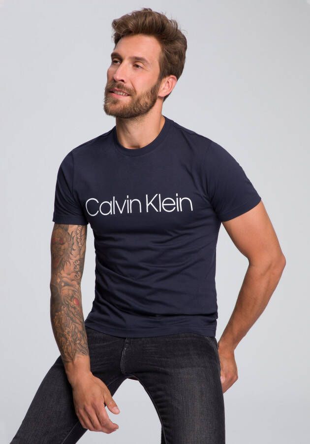Calvin Klein Iconisch Biologisch Katoenen T-Shirt Blauw Blue Heren