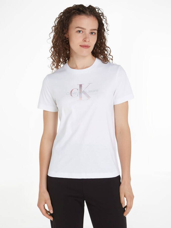 Calvin Klein Jeans Monologo Regular T-shirt voor vrouwen White Dames