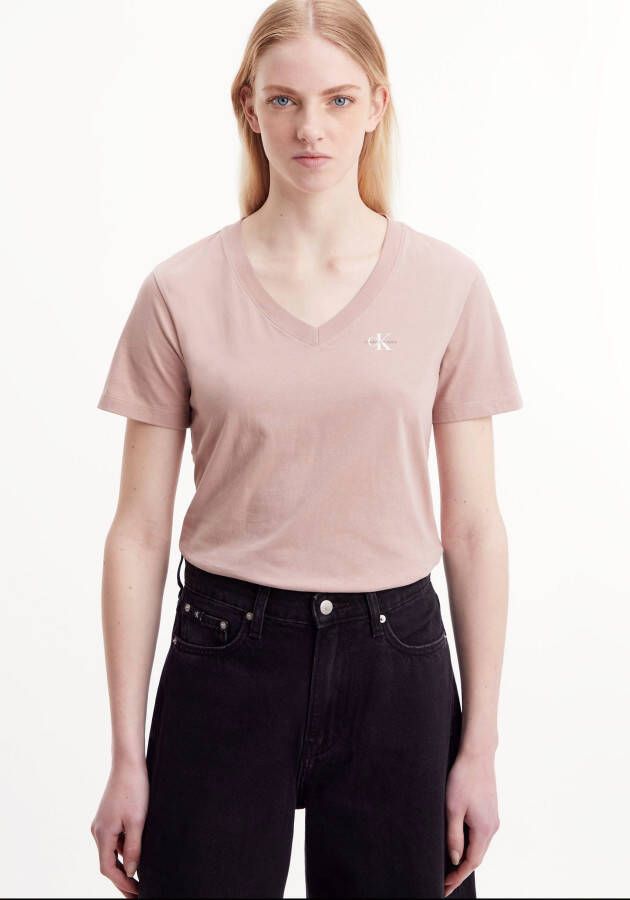 Calvin Klein T-shirt MICRO MONOLOGO SLIM V-NECK TEE (1-delig)