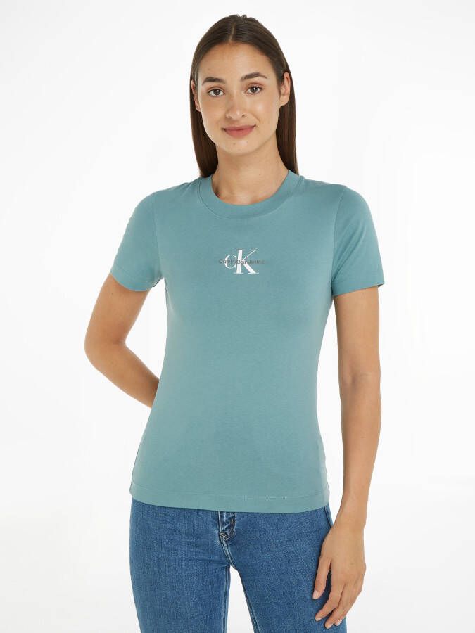 Calvin Klein Biologisch Katoenen Logo Geborduurd T-Shirt Blue