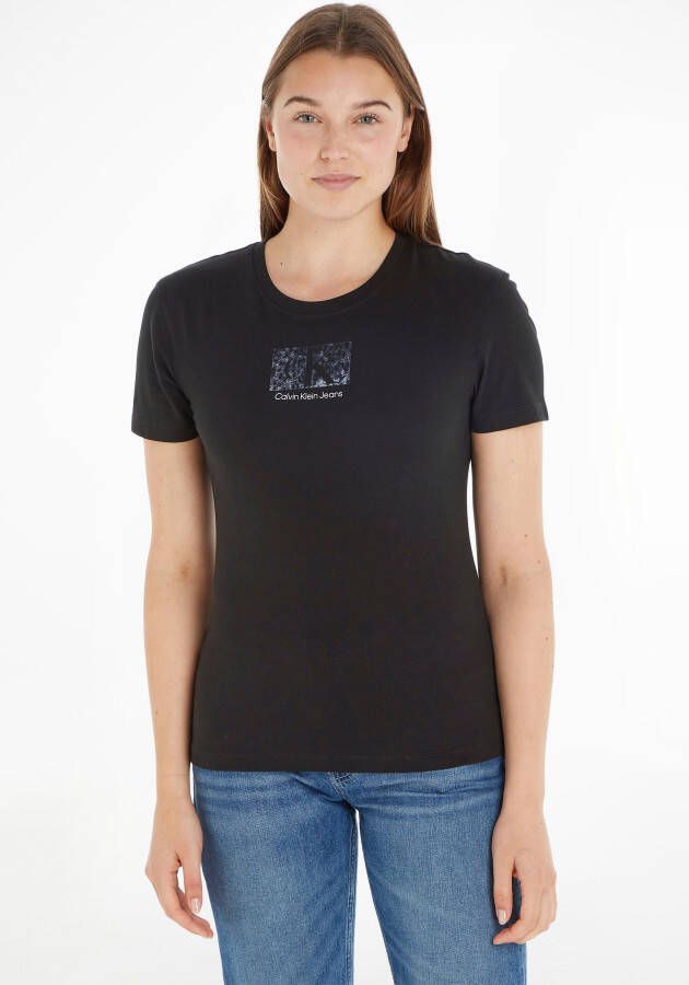 Calvin Klein Jeans Zwart Print T-shirt voor vrouwen Black Dames