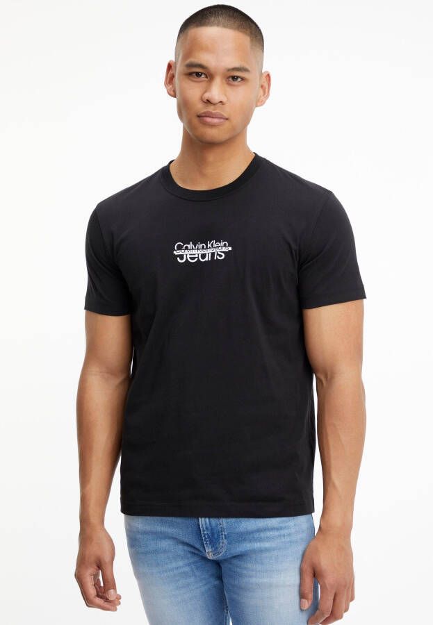 Calvin Klein Jeans Zwart Print T-shirt Mannen Korte Mouwen Black Heren