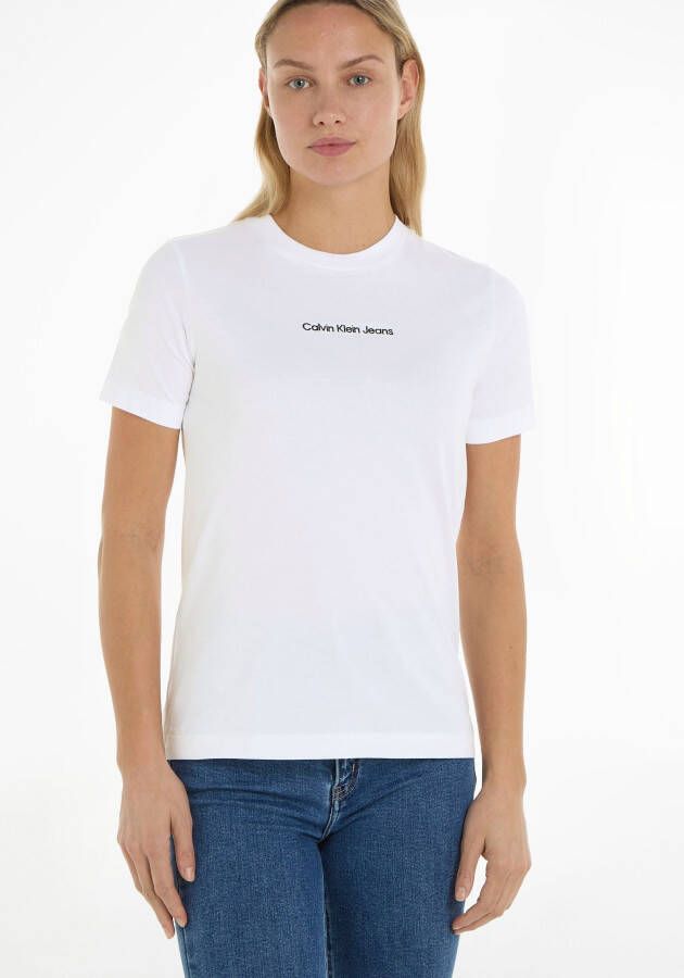 Calvin Klein Stijlvol katoenen T-shirt met logo borduurwerk White Dames