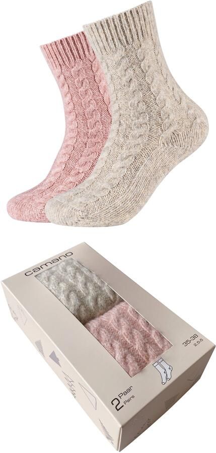 Ca o Sneakersokken Warm & cozy met kabelpatroon ribboorden (2 paar)