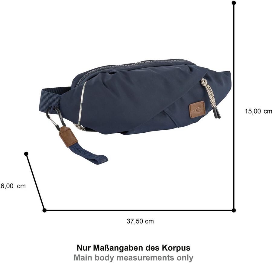 Camel active Buiktasje Aurum van gerecycled robuust nylon lichtgewicht met fijne details