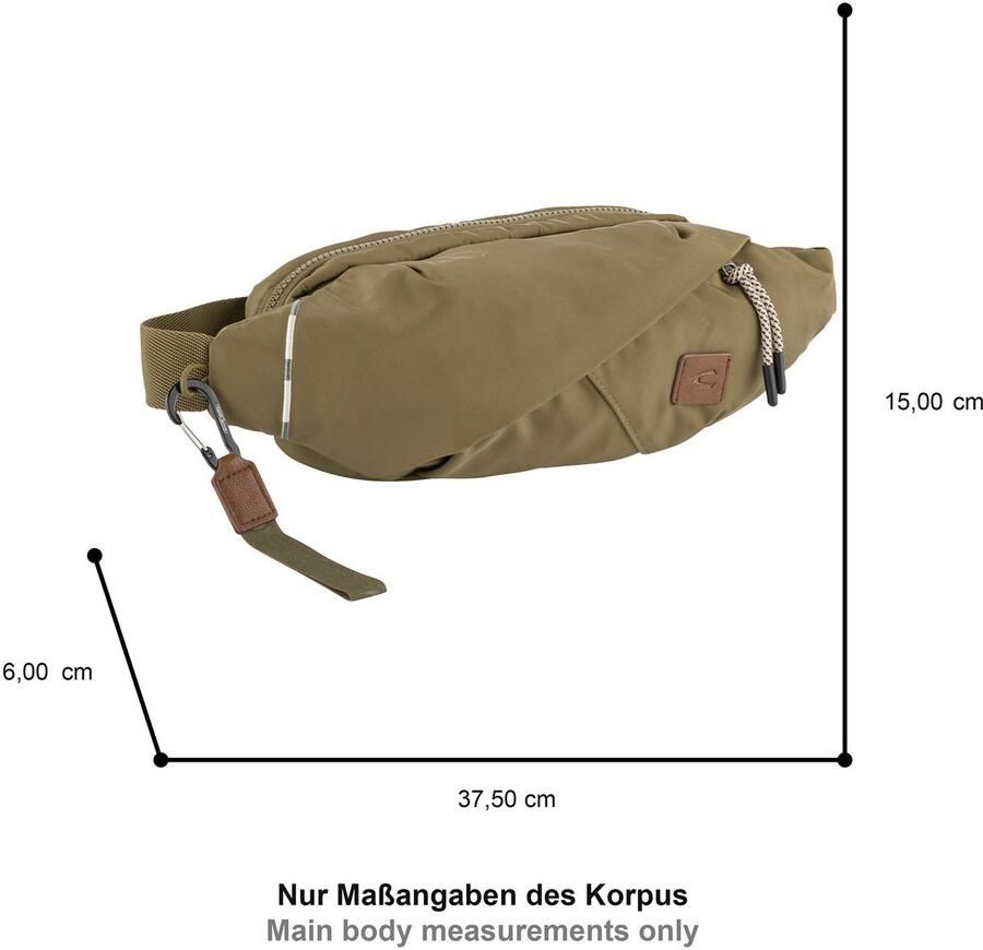 Camel active Buiktasje Aurum van gerecycled robuust nylon lichtgewicht met fijne details