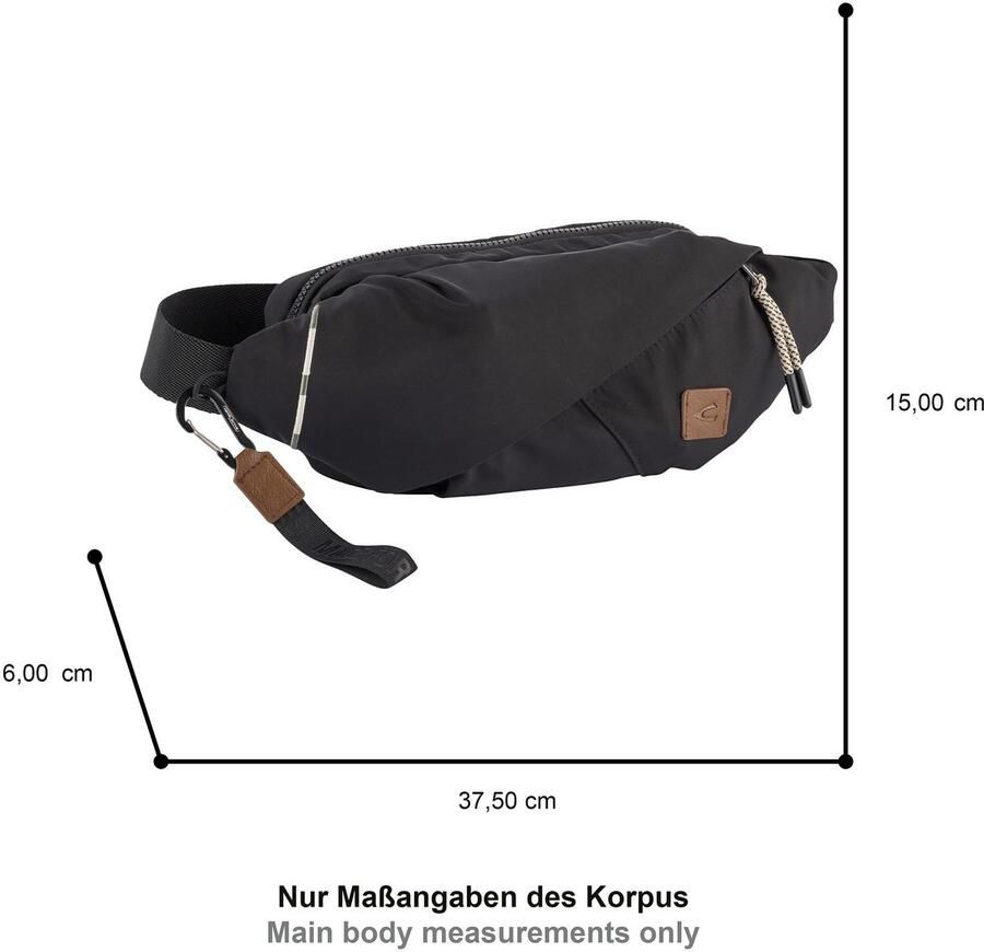 Camel active Buiktasje Aurum van gerecycled robuust nylon lichtgewicht met fijne details