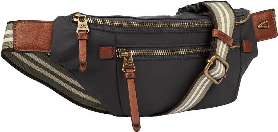 Camel active Buiktasje Bari van hoogwaardig mat nylon met gestreept geweven band - Foto 5