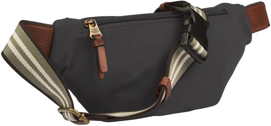 Camel active Buiktasje Bari van hoogwaardig mat nylon met gestreept geweven band - Foto 2