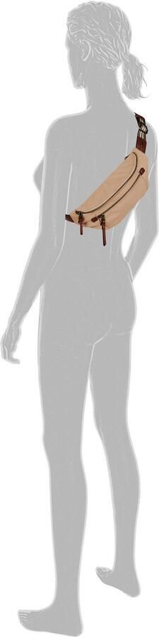 Camel active Buiktasje Bari van hoogwaardig mat nylon met gestreept geweven band - Foto 4