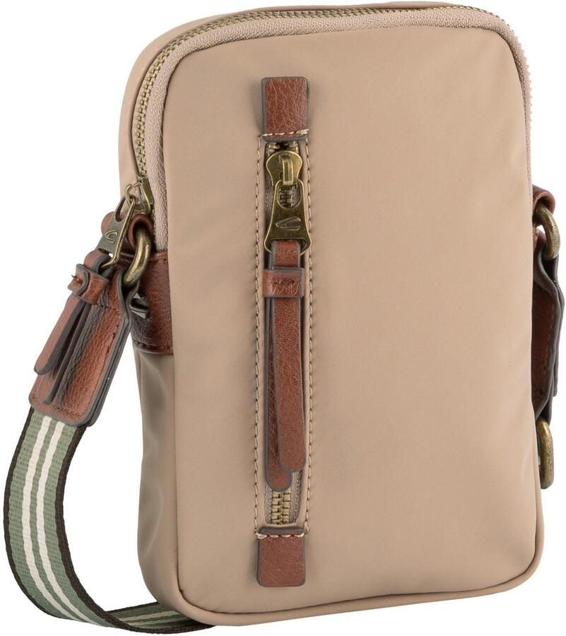 Camel active Gsm-tasje Bari van hoogwaardig mat nylon met gestreept geweven band