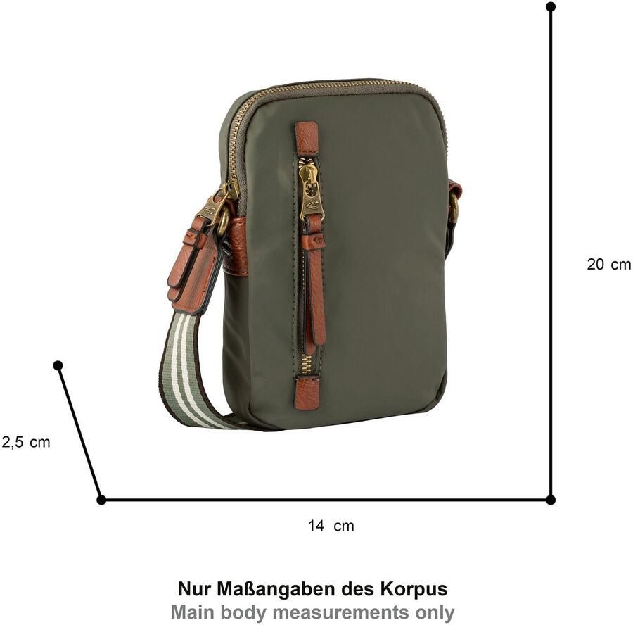 Camel active Gsm-tasje Bari van hoogwaardig mat nylon met gestreept geweven band