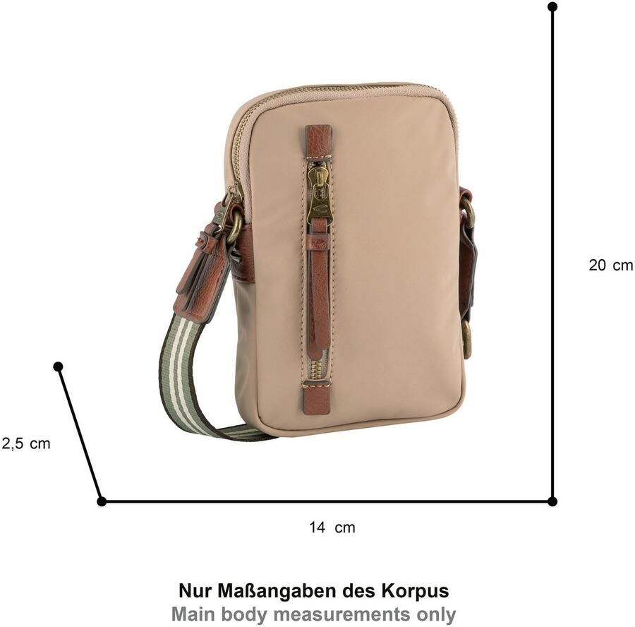 Camel active Gsm-tasje Bari van hoogwaardig mat nylon met gestreept geweven band
