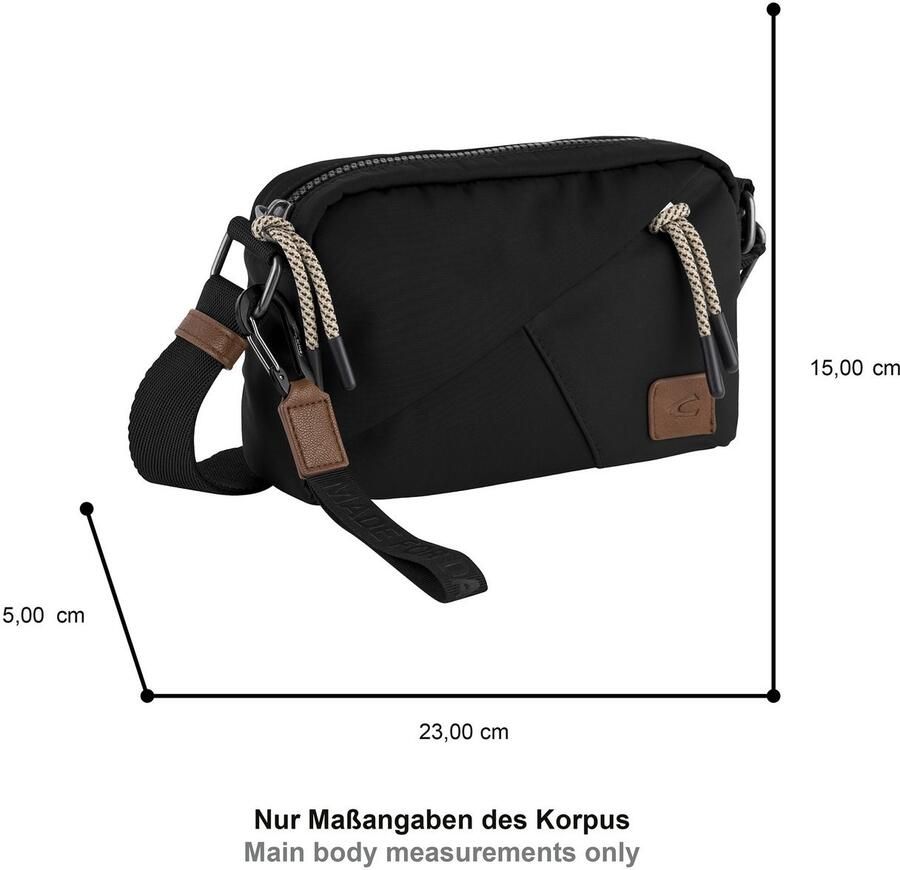 Camel active Handtas Aurum van gerecycled robuust nylon lichtgewicht met fijne details