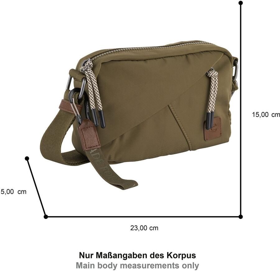 Camel active Handtas Aurum van gerecycled robuust nylon lichtgewicht met fijne details