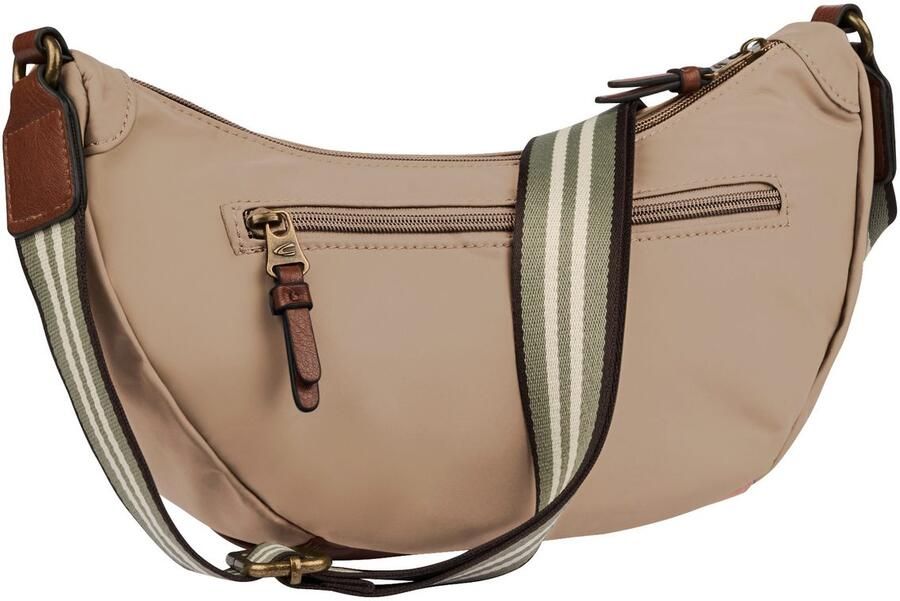 Camel active Handtas Bari van hoogwaardig mat nylon met gestreept geweven band